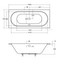 Badewanne Rechteck Vitae 170 x 75 cm niedriger Wannenrand slim