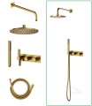 Duschsystem Dusche Unterputz Duscharmatur Regendusche mit Handbrause gold gebürstet CONTOUR
