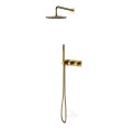 Duschsystem Dusche Unterputz Duscharmatur Regendusche mit Handbrause gold gebürstet CONTOUR