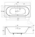 Badewanne Rechteck Vitae 170 x 75 cm + Ablage Bambus (id: 1088)