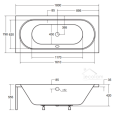 Badewanne Rechteck Vitae 180 x 80 cm + Ablage Bambus (id: 1089)