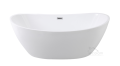 Freistehende Badewanne Ayla Acryl 170 x 80 cm Ab- und Überlauf Click Clack optional Kopfstütze in Schwarz (id: 1094)