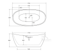 Freistehende Badewanne Ayla Acryl 170 x 80 cm Ab- und Überlauf Click Clack optional Kopfstütze in Schwarz (id: 1094)