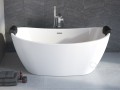 Freistehende Badewanne Ayla Acryl 170 x 80 cm Ab- und Überlauf Click Clack optional Kopfstütze in Schwarz (id: 1094)