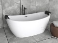 Freistehende Badewanne Ayla Acryl 170 x 80 cm Ab- und Überlauf Click Clack optional Kopfstütze in Schwarz (id: 1094)