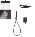 Set Duschsystem Unterputz Regendusche Armatur Brause schwarz matt Siros10 BLACK (id: 1096)