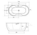 Freistehende Badewanne oval Navia 140 x 75 cm Ab- und Überlauf Click Clack (id: 1097)