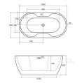 Freistehende Badewanne Acryl oval Navia 150 x 80 cm Ab-und Überlauf Click Clack (id: 1098)