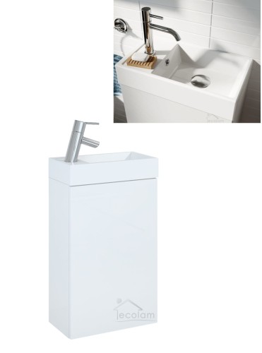 Badmöbel Waschbecken mit hängender Schrank Young Basic 40 cm weiß Push to open grifflos (id: 1110)