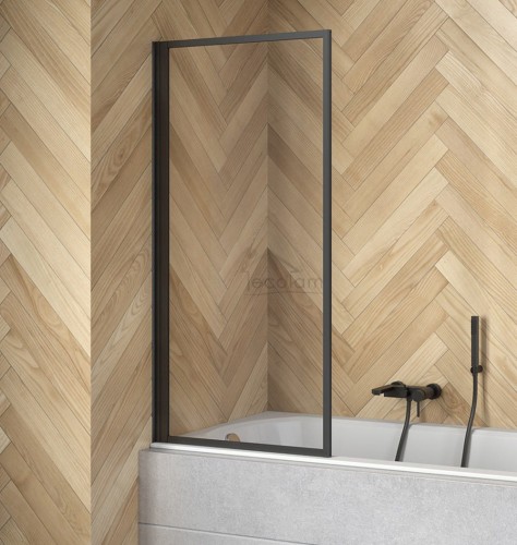 Badewannenabtrennung für Badewannen Duschabtrennung schwarz 1-teilig 70 x 140 cm Klarglas Enzo (id: 1120)