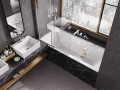Badewannenabtrennung Schiebetür Duschabtrennung 2-Teile 150 x 100 cm Klarglas Easy Slide chrom (id: 1122)