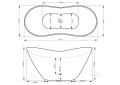 Freistehende Badewanne 160 x 70 cm Ablauf Click Clack Mineralguss Viya + Ablage Bambus (id: 1144)