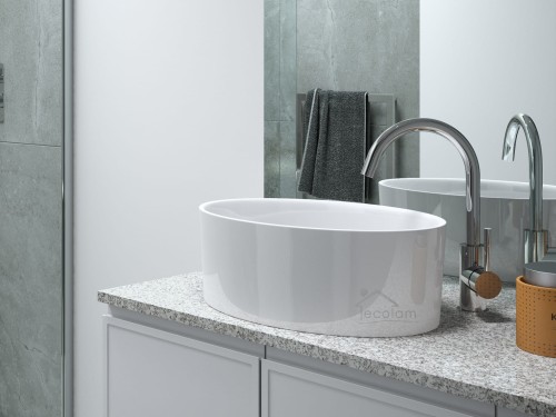 Aufsatzwaschbecken Uniqa 46 cm Waschschale weiß oval (id: 1146)