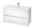 Set Badmöbel Waschbecken mit Unterschrank Crea 100 cm Push To Open hängend weiß (id: 1150)