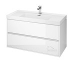 Set Badmöbel Waschbecken mit Unterschrank Crea 100 cm Push To Open Hängend weiß