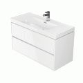 Set Badmöbel Waschbecken mit Unterschrank Crea 100 cm Push To Open hängend weiß (id: 1150)