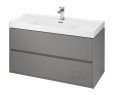 Set Badmöbel Waschbecken mit Unterschrank Crea 100 cm Push To Open hängend grau (id: 1151)