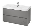 Set Badmöbel Waschbecken mit Unterschrank Crea 100 cm Push To Open Hängend grau