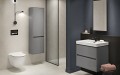 Set Badmöbel Waschbecken mit Unterschrank Crea 100 cm Push To Open hängend grau (id: 1151)