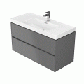 Set Badmöbel Waschbecken mit Unterschrank Crea 100 cm Push To Open hängend grau (id: 1151)