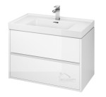 Set Badmöbel Waschbecken mit Unterschrank Crea 80 cm Push To Open Hängend weiß