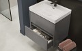 Set Badmöbel Waschbecken mit Unterschrank Crea 80 cm Push To Open hängend grau (id: 1153)