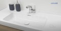 Set Badmöbel Waschbecken mit Unterschrank Crea 80 cm Push To Open hängend grau (id: 1153)