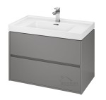Set Badmöbel Waschbecken mit Unterschrank Crea 80 cm Push To Open Hängend grau