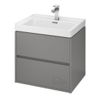 Set Badmöbel Waschbecken mit Unterschrank Crea 60 cm Push To Open Hängend grau