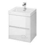 Set Badmöbel Waschbecken mit Unterschrank Crea 50 cm Push To Open Hängend weiß
