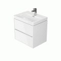 Set Badmöbel Waschbecken mit Unterschrank Crea 50 cm Push To Open hängend weiß (id: 1156)