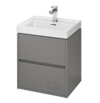 Set Badmöbel Waschbecken mit Unterschrank Crea 50 cm Push To Open Hängend grau