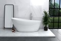 Freistehende Badewanne 165 x 70 cm Ablauf Click Clack Mineralguss Keya