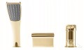 Badewannenarmatur Wannenrandarmatur Wasserfall Kaskade Armatur 3 Loch Riven gold