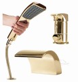 Badewannenarmatur Wannenrandarmatur Wasserfall Kaskade Armatur 3 Loch Riven gold