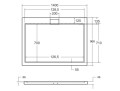 Duschwanne Rechteck mit Abdeckplatte 140 x 90 x 4,5 cm Axim flach