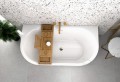 Vorwand-Badewanne Acryl freistehende Badewanne Vica 150x80 cm Bambusablage (id: 1184)