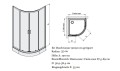 Duschkabine KP4 Fris Dusche Viertelkreis Milchglas 90 x 90 x 190 cm Schiebetür gemustert