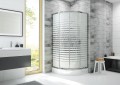 Duschkabine KP4 Fris Dusche Viertelkreis Milchglas 80 x 80 x 190 cm Schiebetür gemustert