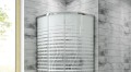 Duschkabine KP4 Fris Dusche Viertelkreis Milchglas 80 x 80 x 190 cm Schiebetür gemustert