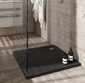 Duschwanne Viereck 80x80x4,5 cm Caspar flach Stein Effekt schwarz (id: 1187)