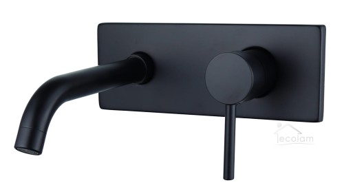 Waschtischarmatur Wasserhahn Armatur Loti Wandarmatur Unterputz schwarz black matt (id: 1190)