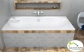 Badewanne Rechteck Long 180x80 cm + ABLAGE Badewannenbrett Bambus (id: 1194)