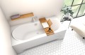 Badewanne Rechteck Long 180x80 cm + ABLAGE Badewannenbrett Bambus (id: 1194)