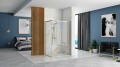Duschkabine bodengleiche Dusche Schiebetür Solar gold Klarglas transparent 100x80x195 cm golden (id: 1202)