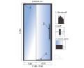 Nischentür transparent Schiebetür Solar schwarz Duschkabine Duschabtrennung 120x195 cm black (id: 1206)