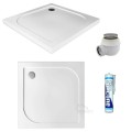 flache Duschwanne Duschtasse Viereck 90 x 90 x 3 x 5 cm Tiko Siphon Click Clack