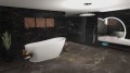 Freistehende Standbadewanne Badewanne Acryl 150 x 80 cm Ab- und Überlauf Click Clack Elma + Ablage Badewannenbrett Bambus