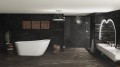 Freistehende Standbadewanne Badewanne Acryl 150 x 80 cm Ab- und Überlauf Click Clack Elma + Ablage Badewannenbrett Bambus