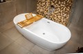 Freistehende Standbadewanne Badewanne Acryl 165 x 80 cm Ab- und Überlauf Adele + ABLAGE BADEWANNENBRETT